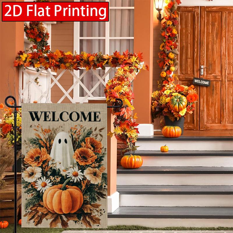 2D Flat - 2D Flat - 2D Flat Autumn Flower Ghost Garden Flag X 2 (1) Outdoor Garden Flag Double-Sided Home Decoration Courtyard Decoration Outdoor Dec