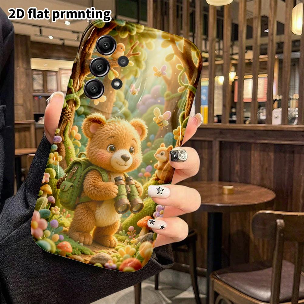 Phone Case: 2D flat, fits Samsung Galaxy A34 A35 M05 M06 S20 S22 S21 FE Plus 5G protective case, forest adventure little bear, perfect Christmas and H