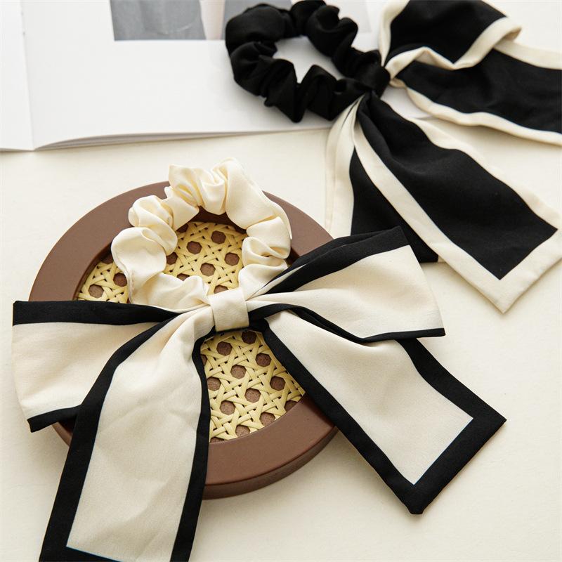 Large Bow Ribbon Hair Rope Rings French Woman Hair Scrunchies Ponytail Holder Elastic Hair Ties Hairbands Elegant Headwear