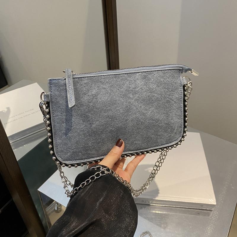 Модная женская сумка через плечо из искусственной кожи с небольшой молнией и цепочкой с ромбовидным декором