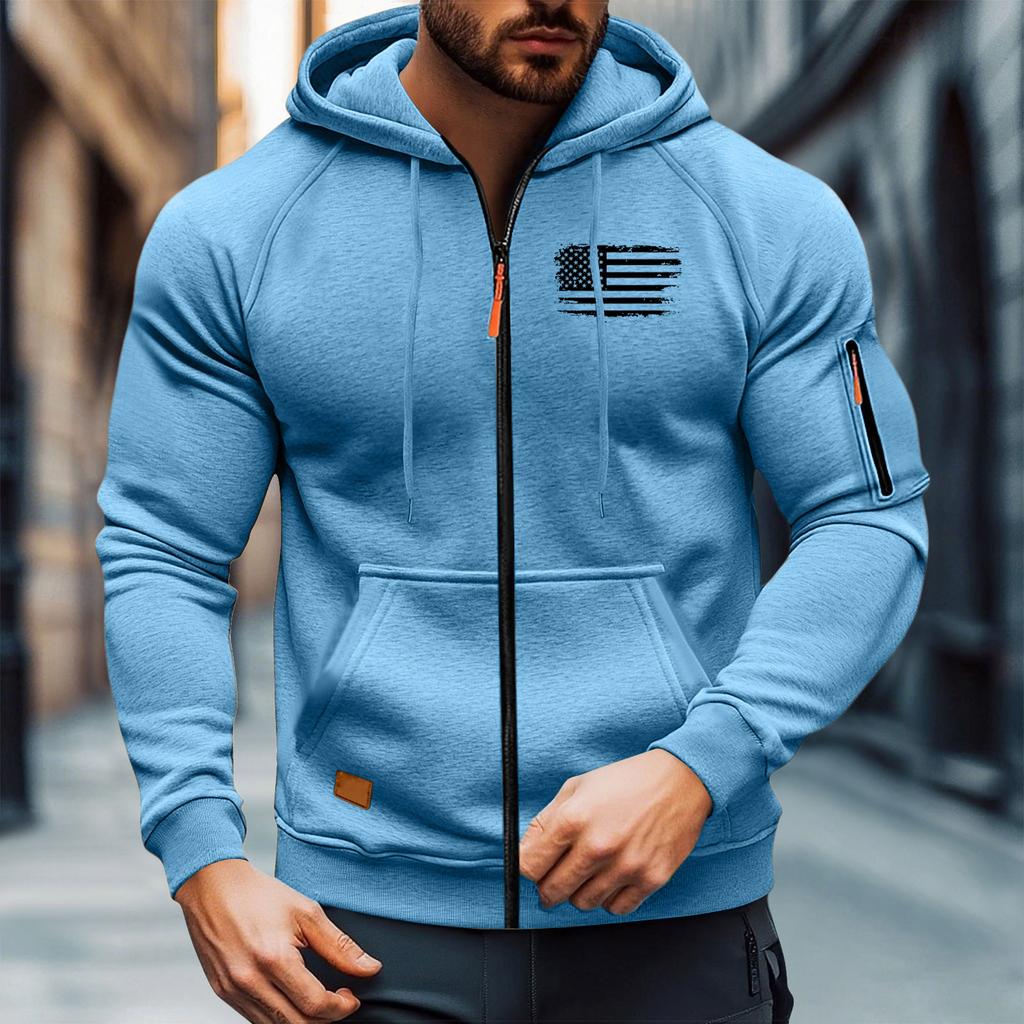 Men's Leisure Long Sleeves Zipper Hooded Hood Hoodie Coat Hooded Hood