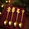Christmas Tree Decor Spoons 4Pcs Stainless Steel Set, Gingerbread Man Coffee Cute Tableware Stirring Teaspoons, Dessert Spoon Spoon, Festive
