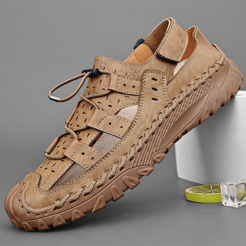 Сандалии мужские кожаные Baotou Cool Outdoor Casual Shoes Hollow Breathable Large Size Men's Shoes Beach Shoes