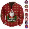 Mens Christmas Sweater Zip Up Sweatshirts Vintage Knit Graphic Sweatshirt Xmas Stand Collar Pullover