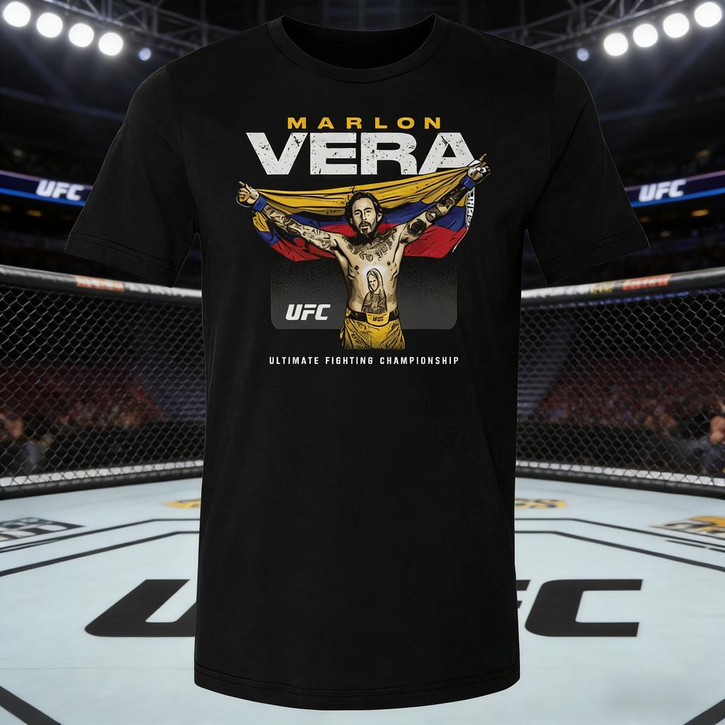 2026 Лето UFC Марлон Вера Боевой Графический Футболка Женская Спортивная Хлопок Короткий Рукав Свободная Повседневная Фитнес Рубашка Унисекс