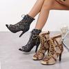 Fashion New Big Size 42 Sexy Thin High Heels Cross-tied Gladiator Sandals Women Elegant Black Dancing Party Shoes Stiletto Ankle Booties