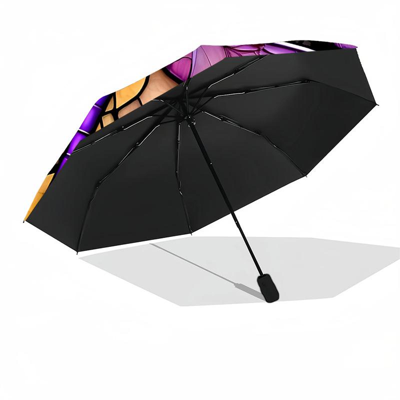 Glass Dragonfly Automatic Umbrella Sturdy 8-Rib Shaft Compact Design All-Season Use Vibrant Pattern Umbrella Birthday/Christmas Gift