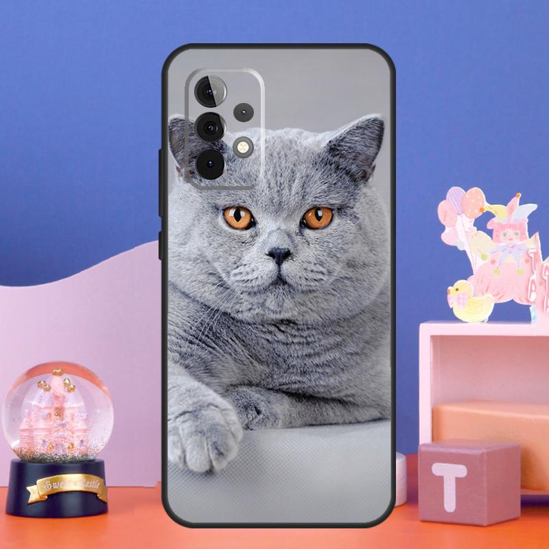 British Shorthair Cat Case For Samsung Galaxy A55 A16 A26 A36 A56 A54 A34 A14 A15 A35 A52 A12 A32 A13 A33 A53 A17