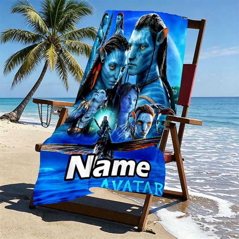 Custom Name Personalized Avatar Print Beach Towel, for Trip Camping Beach Party Home Decor, Birthday Gift for Family & Friends
