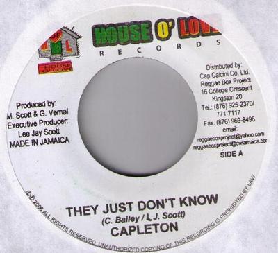 7-дюймовая пластинка CAPLETON / SMOKE - Они просто не знают / Песня для НИКОГО Дом любви R 2006 Ямайка Регги, Ска и Даб Б/У