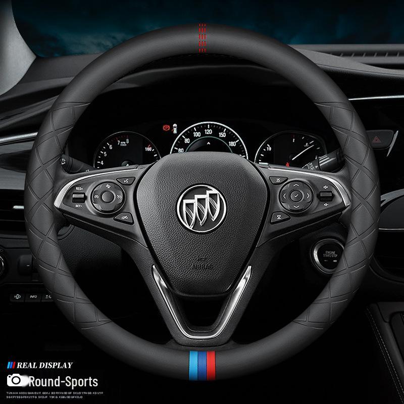 Genuine Leather Steering Wheel Cover for Buick: Compatible with Excelle, Regal, Envision, Verano, GL6, GT, and GL8 Models.