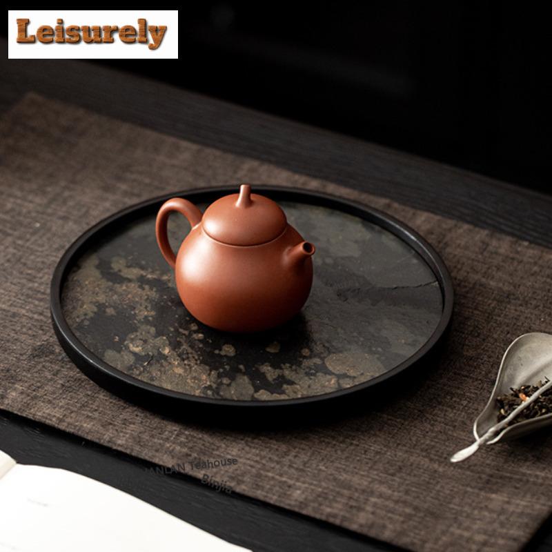 Поднос для чая из каменной панели, поднос для десертов и конфет, доска для хранения кофе, подставка для чайника, блюда для сервировки, аксессуары для китайского чайного набора, принадлежности