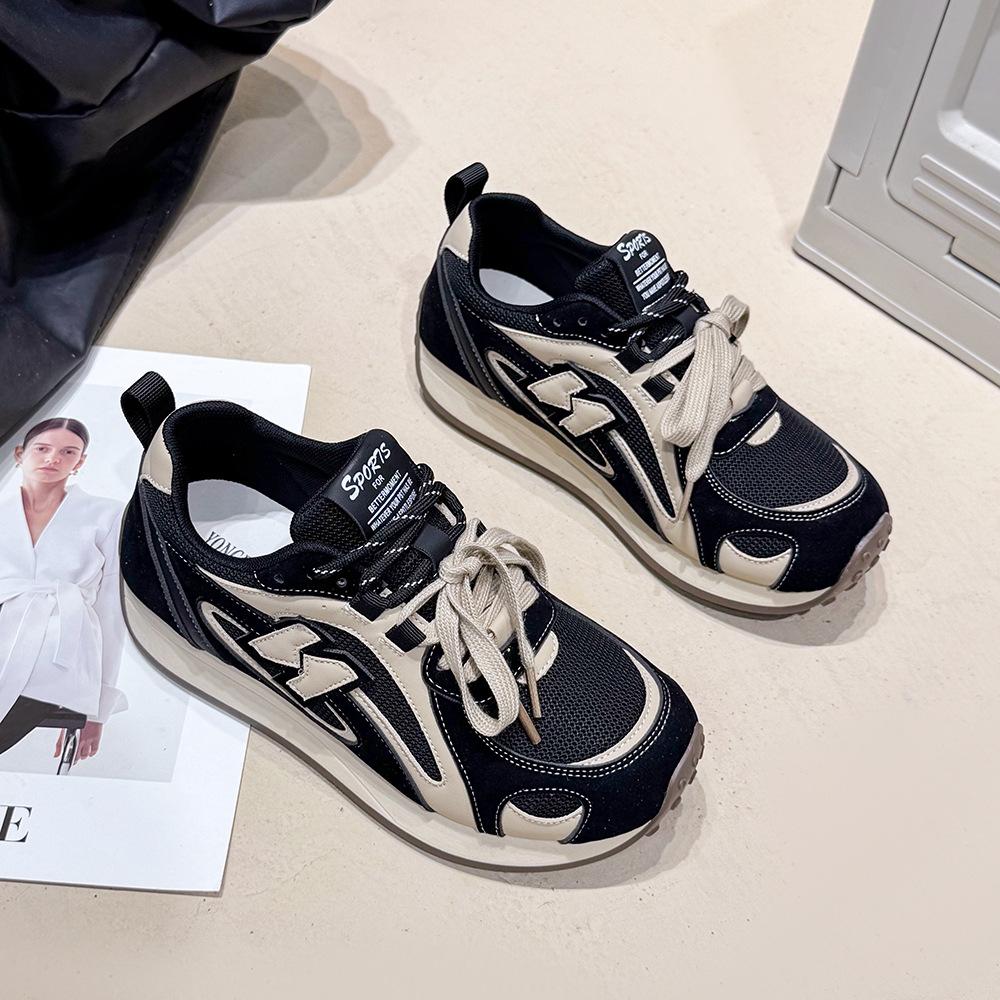 Модная универсальная обувь Форрест Гамп женская 2025 осень новая ретро шнуровка круглый носок платформа студенческие повседневные спортивные туфли тренд