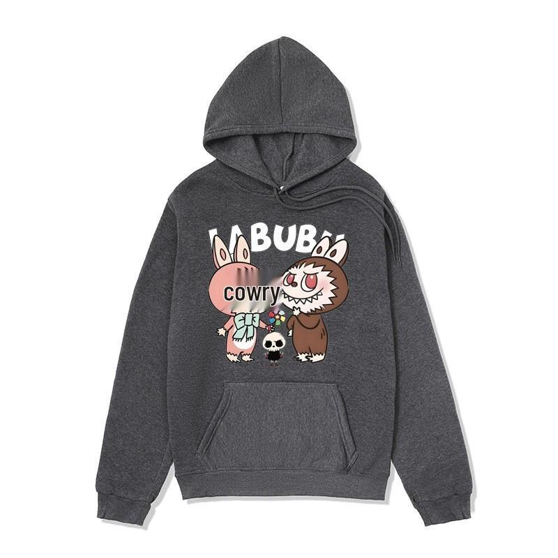 Unisex Anime Labubu Hoodie - Cozy Velvet Sweatshirt for Autumn/Winter
