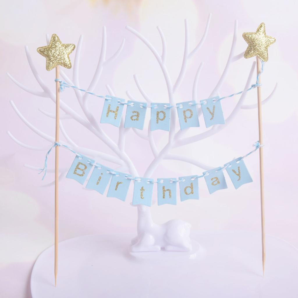 10 наборов украшений для торта «С Днем Рождения», персонализированные флажки, золотые звездные флаги, баннеры для празднования вечеринки