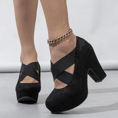 Гонконг 2024 осень женские туфли Мэри Джейн большого размера в стиле ретро с толстым каблуком и круглым носком