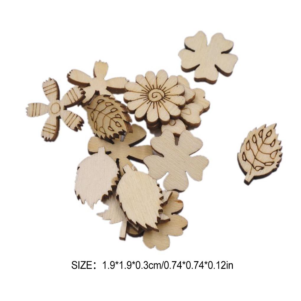 100 деревянных деталей деревянные пуговицы полено цветные цветы листья скрапбукинг незаконченные украшения цветочные искусства и поделки для самостоятельного изготовления