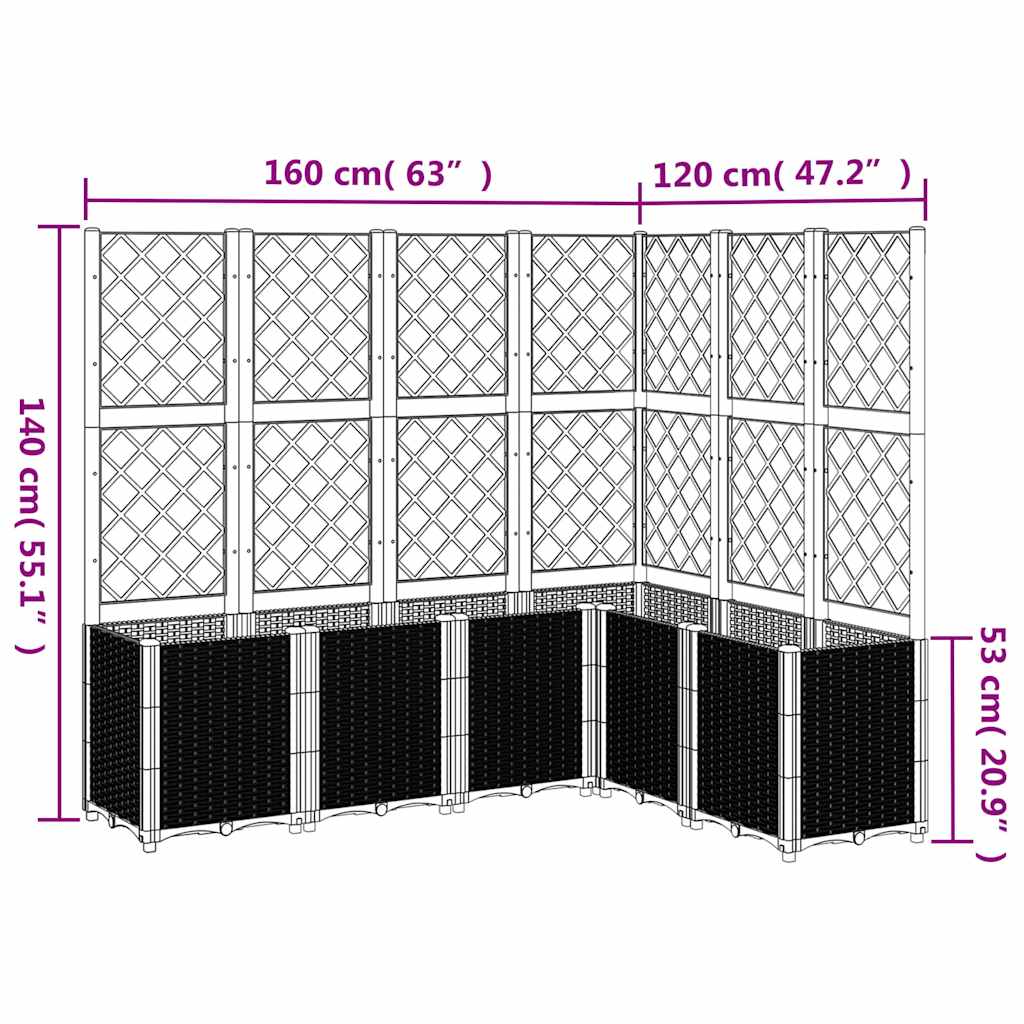 Planter with Trellis Blue Gray 160 x 120 x 140 cm PP