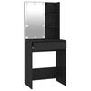 Makeup Table with LED Lights Black 60x40x140 cm