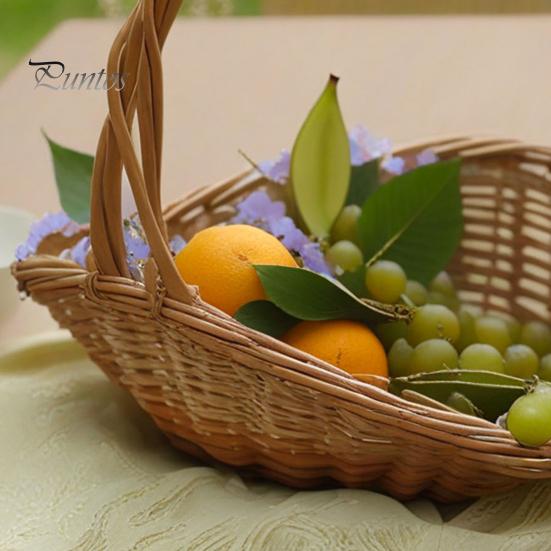 Деревенская Фермерская Корзина для Хранения из Ротанга с Ручкой Садовая Экологичная Тщательное Плетение Ручная Работа Универсальная Многоцелевая Плетеная Пикник