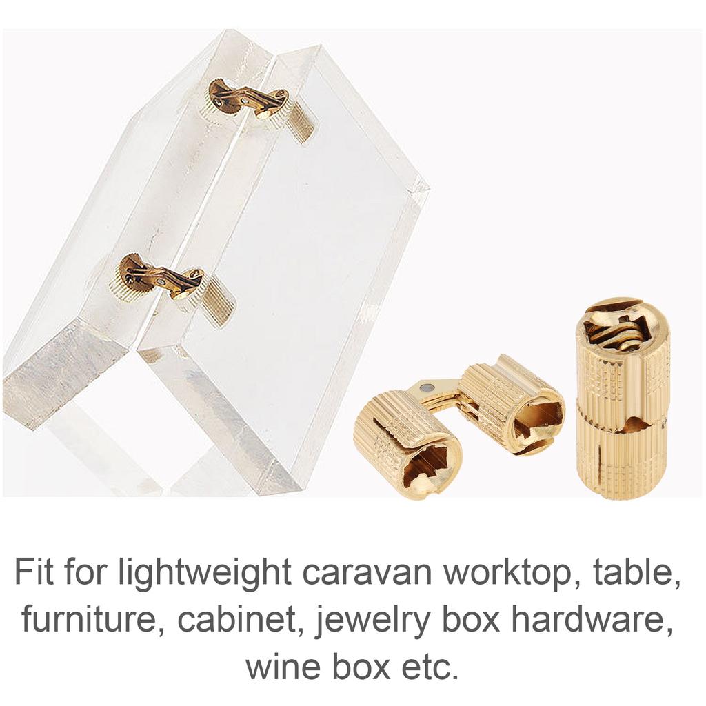 8 шт. Латунные бочкообразные скрытые мебельные петли, Подходят для самодельной шкатулки для драгоценностей, ручной работы, со сверлом из быстрорежущей стали 10 мм, Скрытый угол открывания 180 градусов