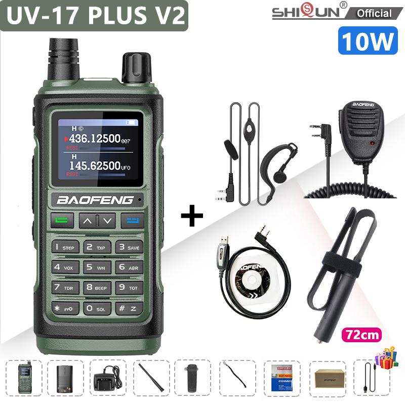 Baofeng UV 17 Walkie Talkie UV 17 PLUS V2 Tri-Band Two Way Radio Type-C Charger 999CH FM Wireless Copy Frequency UV 17 Pro V1 V2