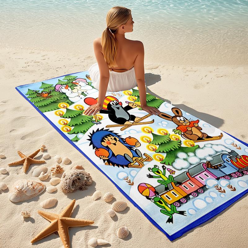 Beach Towel with The Little Mole1 Pattern - soft,absorbent,machine washable Lightweight&Modern,swimming,Travel Essentials