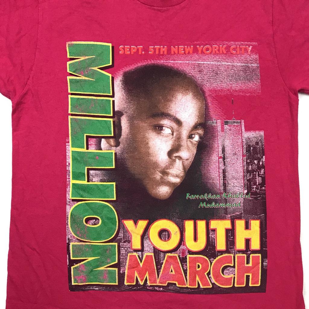 vtg 2000 MILLION YOUTH MARCH NEW YORK CITY T-Shirt MEDIUM black power hip hop