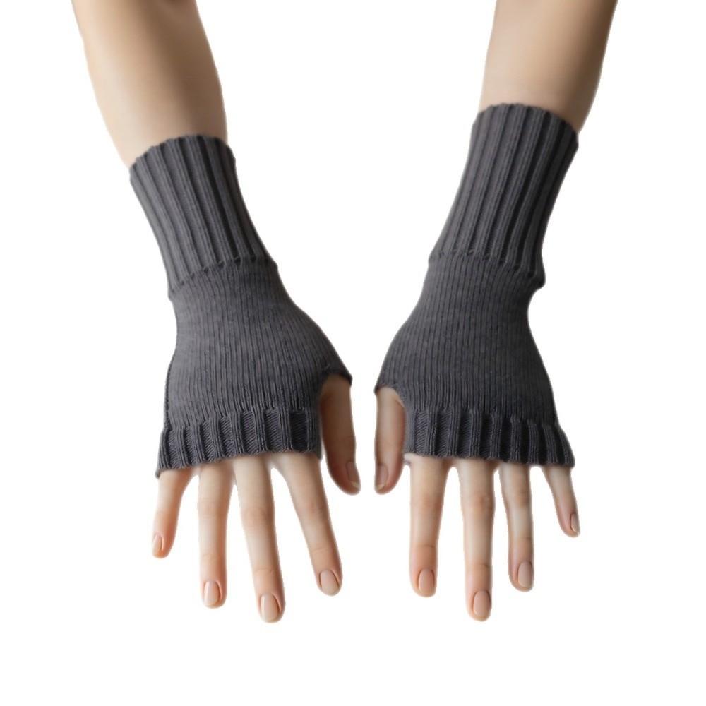 Solid Color Half Finger Mitten Knitted Fingerless Gloves New Knitted Gloves Autumn and Winter