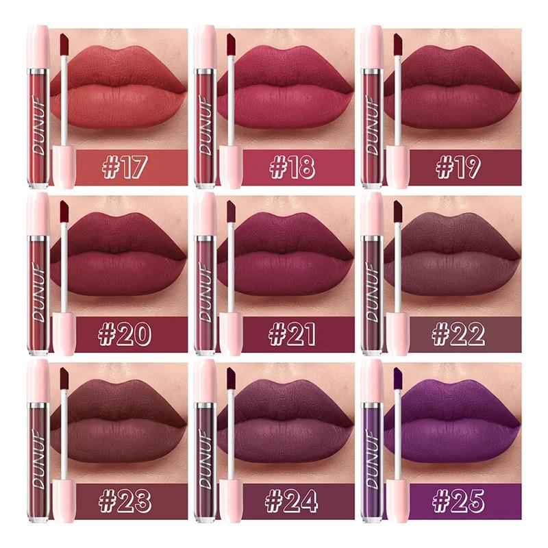 Set Of 16 Dunuf Waterproof Matte Liquid Lipsticks