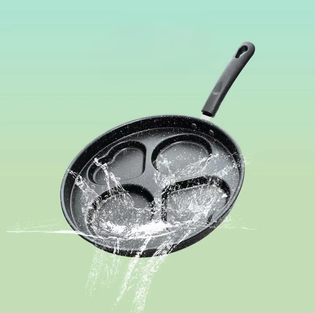 Посуда для яичных блинов из медицинского камня с 4 отверстиями для приготовления яиц, ветчины, утолщение и прочность, сковорода с антипригарным покрытием для завтрака, бургера