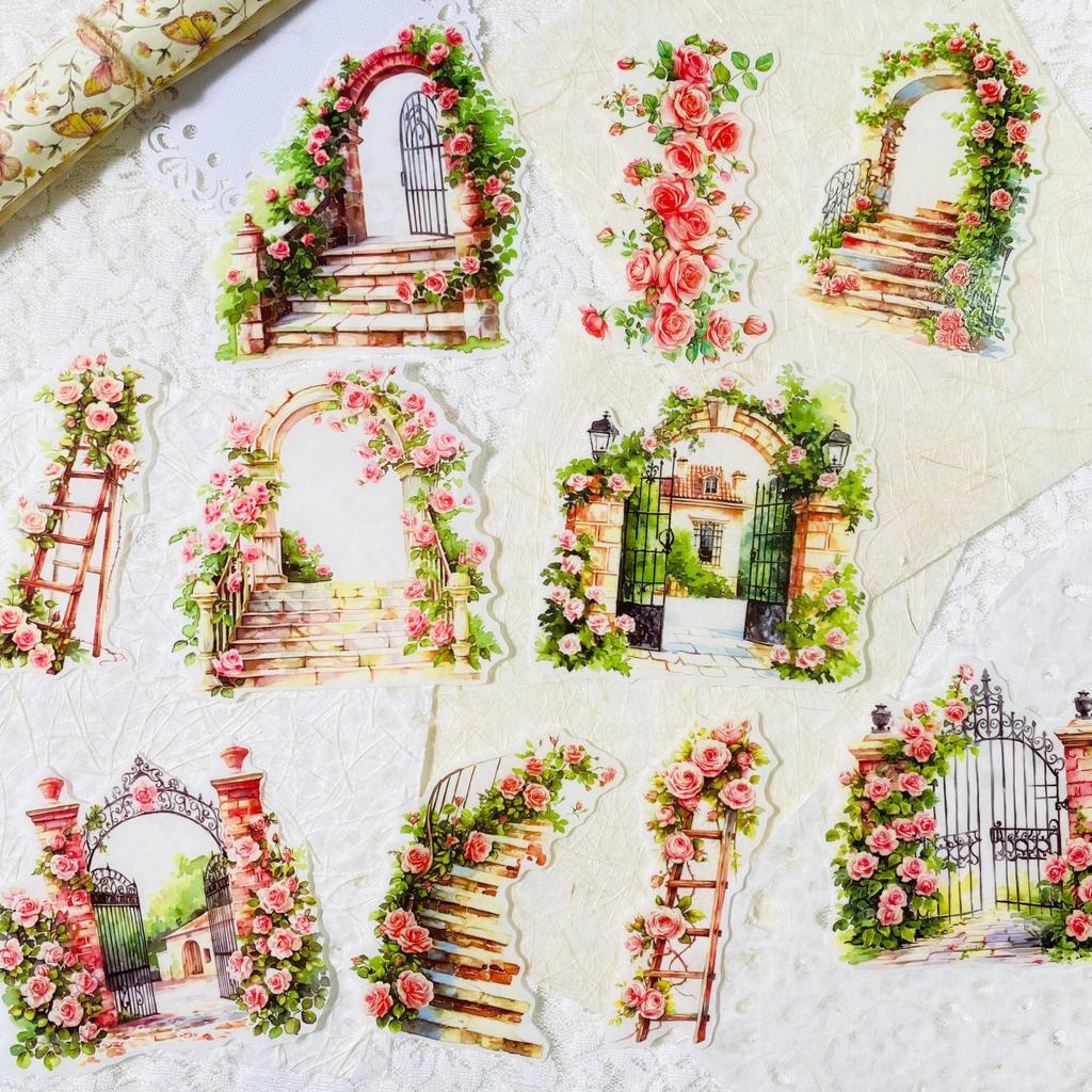 10pcs Vintage Scrapbook Sticker PET Hand Account Decoration Sticker DIY Junk Journal Decor Supplies Decoration Stickers