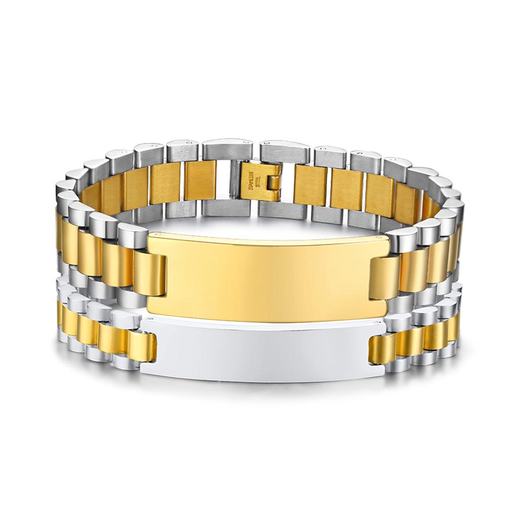 Customize Stainless Steel Watch Band ID Tag Bracelet, Free Engraving Personalized Jewelry,Women Men Anniversary Couple