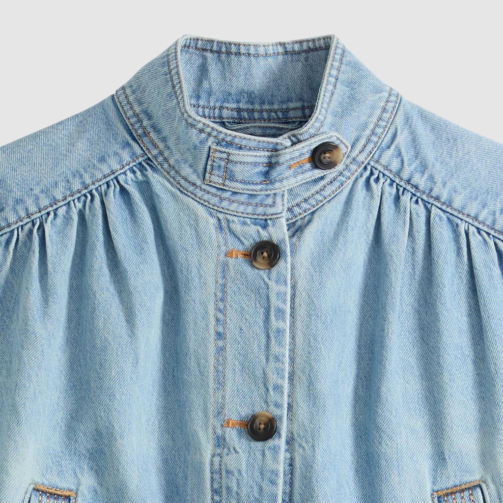 Levi's СТИЛЬНАЯ укороченная джинсовая куртка-тракер с воротником-стойкой на пуговицах Женская 005AY-0006 US XS
