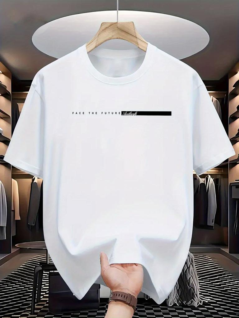 Mens casual breathable versatile loose shortsleeved letterpattern Tshirt