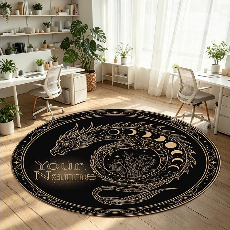 Mandala Ornament (324) Theme Round Crystal Velvet Rug Custom Name Text Personalized Floor Mat Home Decor Non Slip Crystal Carpet