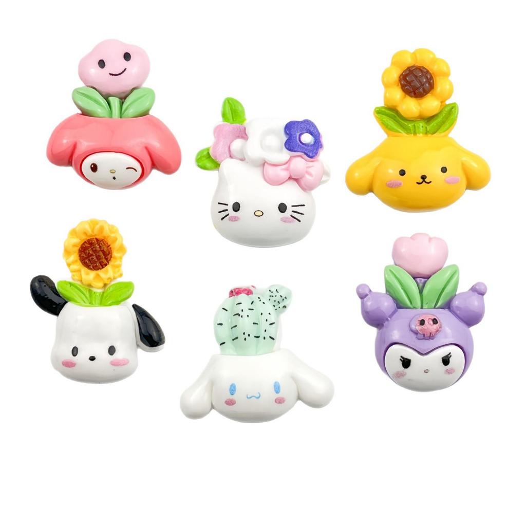 Смоляные аксессуары Sanrio с мультяшными персонажами: Коробка для бусин своими руками, Шнурок для чехла телефона, Сумка, Декорация для горшечного растения и Магнит на холодильник