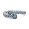 Кольцо-обход с двумя камнями London Blue Topaz и паве - Стерлинговое серебро 925 пробы