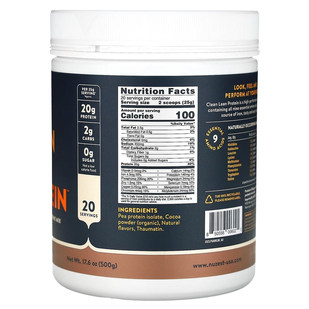 Nuzest Чистый Белок, Насыщенный Шоколад, 17.6 унций (500 г)
