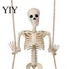 Movable Joint Skeleton Figurine Halloween Swinging Decoration, 35" Large Spooky Hanging with Decorative Swing for Wooden Yard, Garden, Porch,