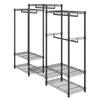 Heavy Duty Clothes Rack, Rolling Clothing Garment Rack with 4 Hang Rods & 8 Storage Tiers, Adjustable Custom Closet Rack, Freestanding Wardrobe for