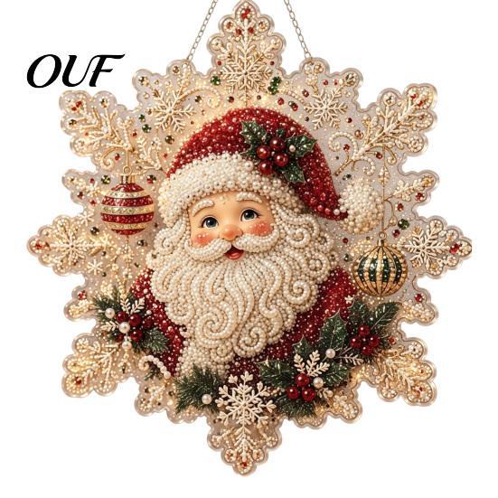 Decorative Pendants for Holiday Trees Christmas Acrylic Pendant with Metal Chain, Double-sided Printed 2D Snowflake Double Sided Decor Pendant,