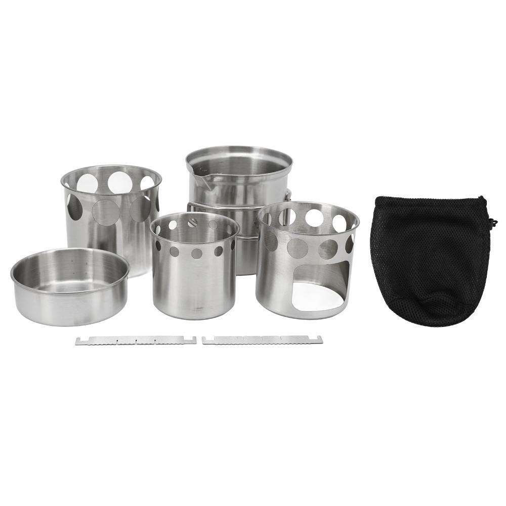 Non Slip Support Portable Camping Stove Stainless Steel Cooking Pot Set Camping