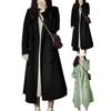 Женское осенне-зимнее длинное шерстяное пальто с лацканами и длинными рукавами, двубортная верхняя одежда с карманами, однотонное теплое женское пальто