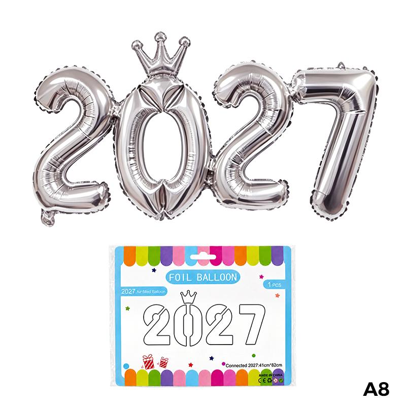 Разноцветные воздушные шары с цифрами 2027, 16 дюймов, шары-фольга с короной, Декор для вечеринки в канун Нового года, Рождества, Выпускного, Дня рождения