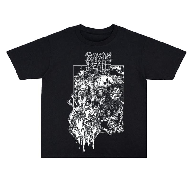 2025 Лето Рок Napalm Death Группа Принт Хлопок Мужская и Женская Футболка Высокое Качество Короткий Рукав Мужская Футболка