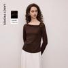 LANGZI Женский топ из триацетата и лиоцелла, вязаный, с V-образным вырезом, в французском стиле