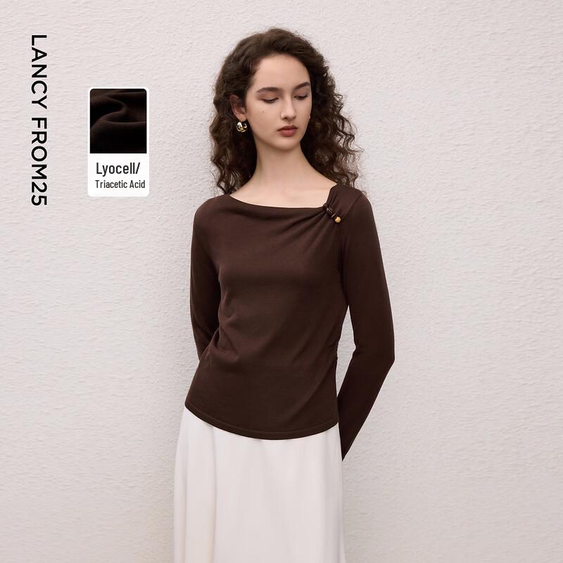LANGZI Женский топ из триацетата и лиоцелла, вязаный, с V-образным вырезом, в французском стиле