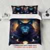 3pcs Mystic Blue Wolf Moon Phase Print Duvet Cover Set – for Kids Gift 100%Polyester, Soft, Breathable for Bedroom Decoration