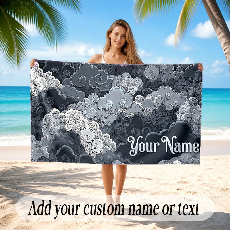 Fantasy Magic Theme Soft Beach Towel Personalized Custom Name Text Towel Portable for Beach Pool Travel